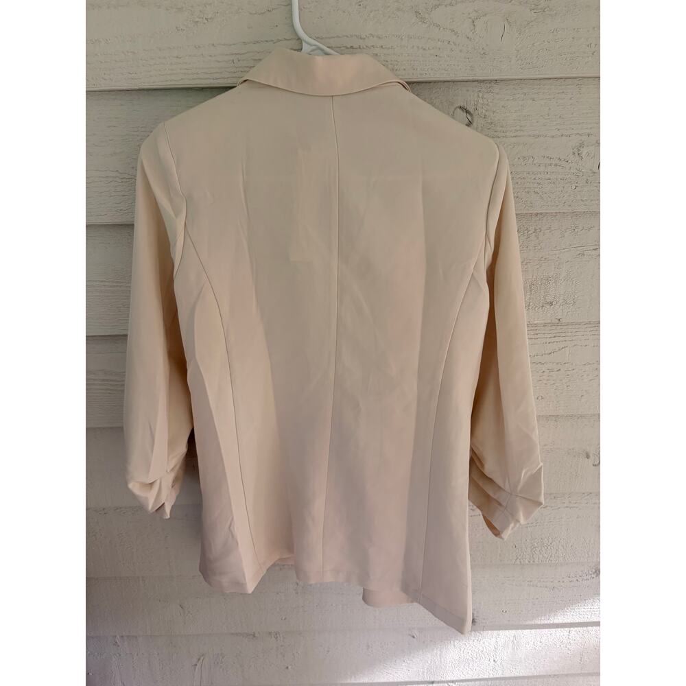The Workshop Cream Open Front Blazer Ruched Sleeve Jacket Women's S/M - Picture 8 of 8